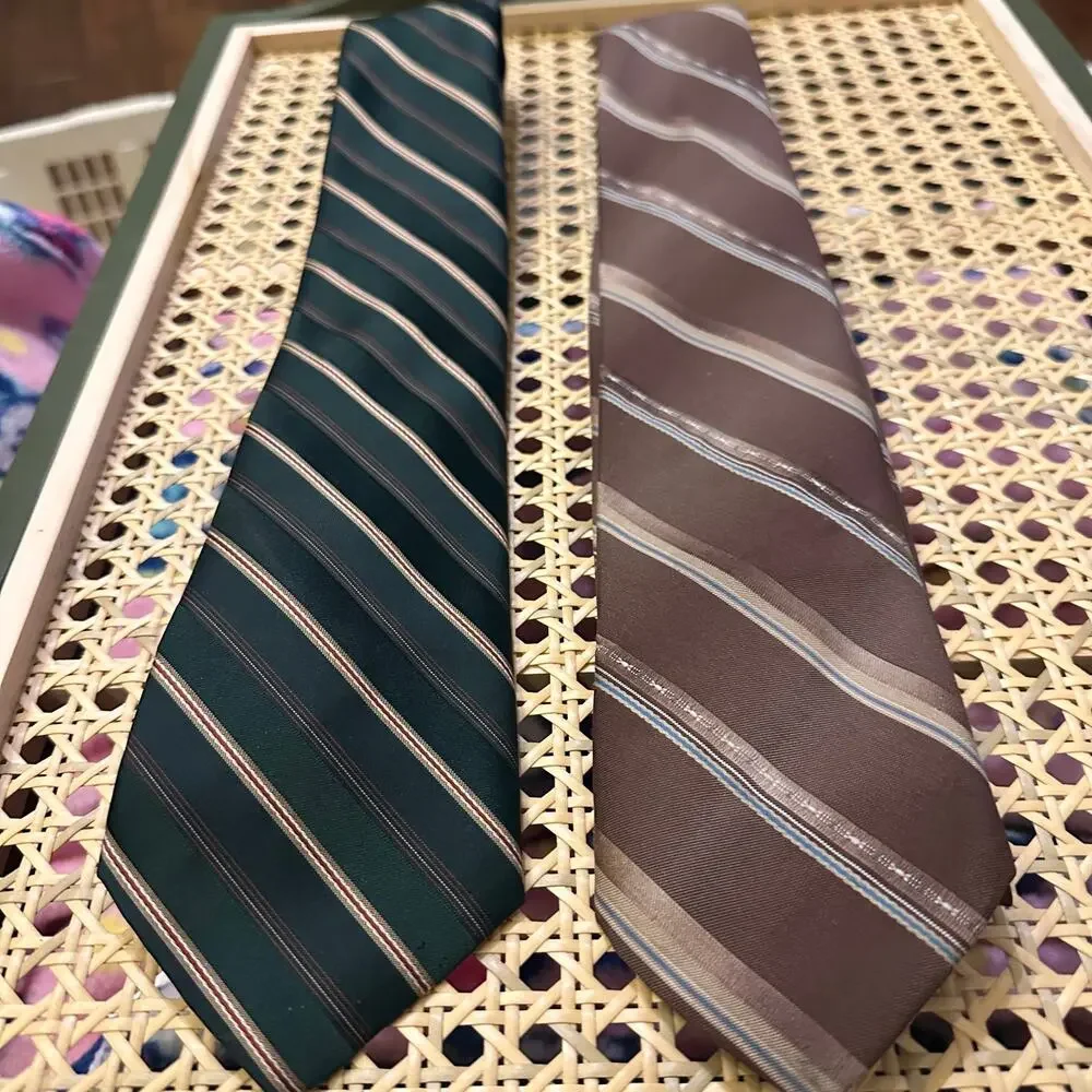 Vintage Sears Men’s Store REPP Ties‎ Lot of 2 Regimental Striped Textured Ties